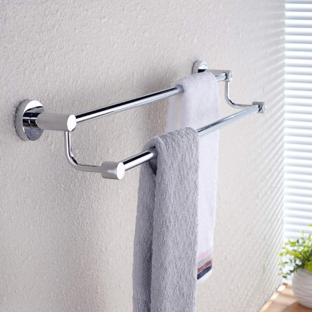 Porte-serviettes à double tige en acier inoxydable anti-rouille et fixation murale sans perçage