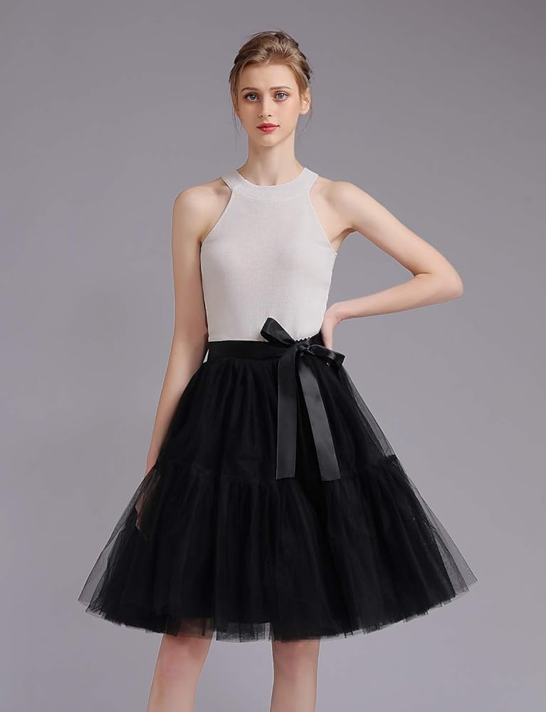 Elawbty Womens Knee Length Princess Petticoat Underskirt