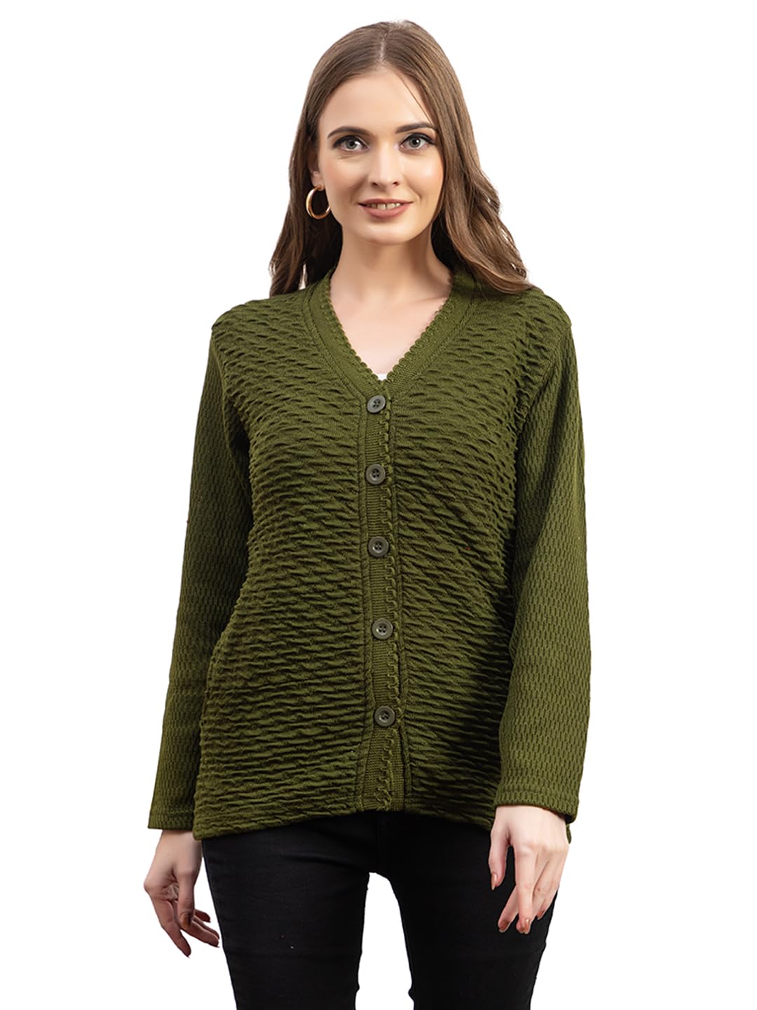 j.d.d JDD Women's Textured Knit Cardigan, V-Neck, Button Front, Long Sleeve-picture-45