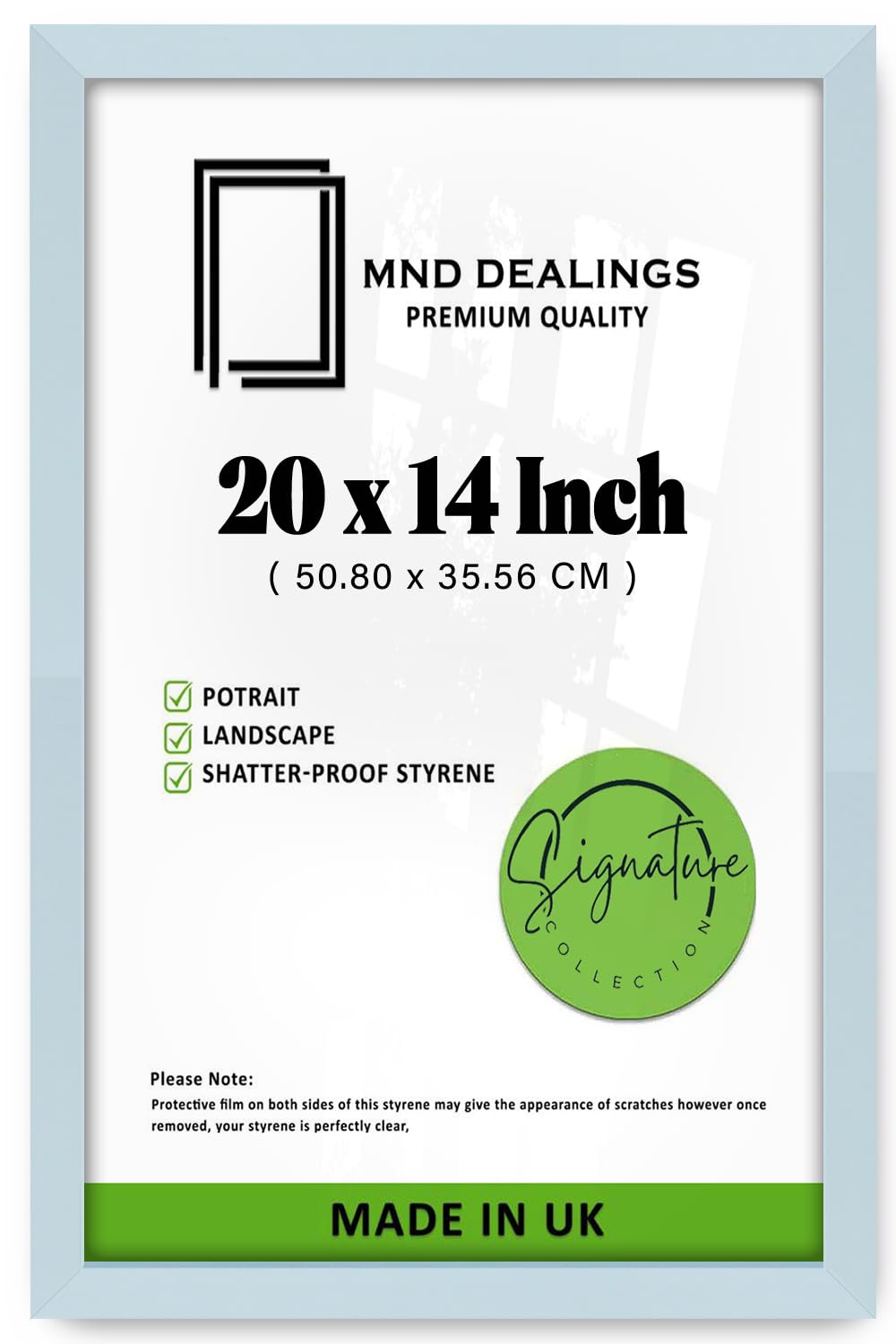 MND Dealings | Luxury Design (50.80 x 35.56 CM) MDF Light Grey Poster Frame | 508 x 355.6 mm Frame for Christmas, Wedding, Birthday, Couple Gifts 20X14 Inch - [ Light Grey ]