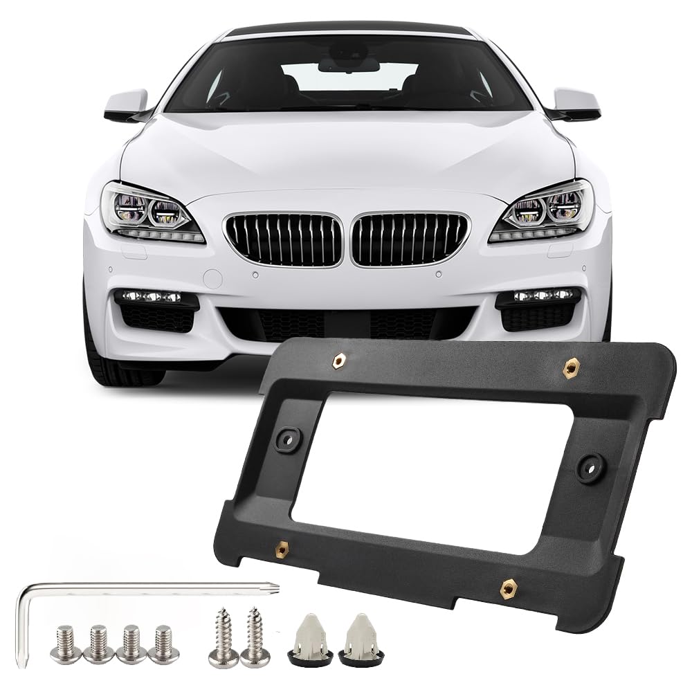 JOYTUTUS Rear License Plate Frame Holder Compatible with BMW 2005-2023 1 2 3 4 5 6 X Series 2002-2019 Mini Cooper 51187160607&511882380615&5118823806,