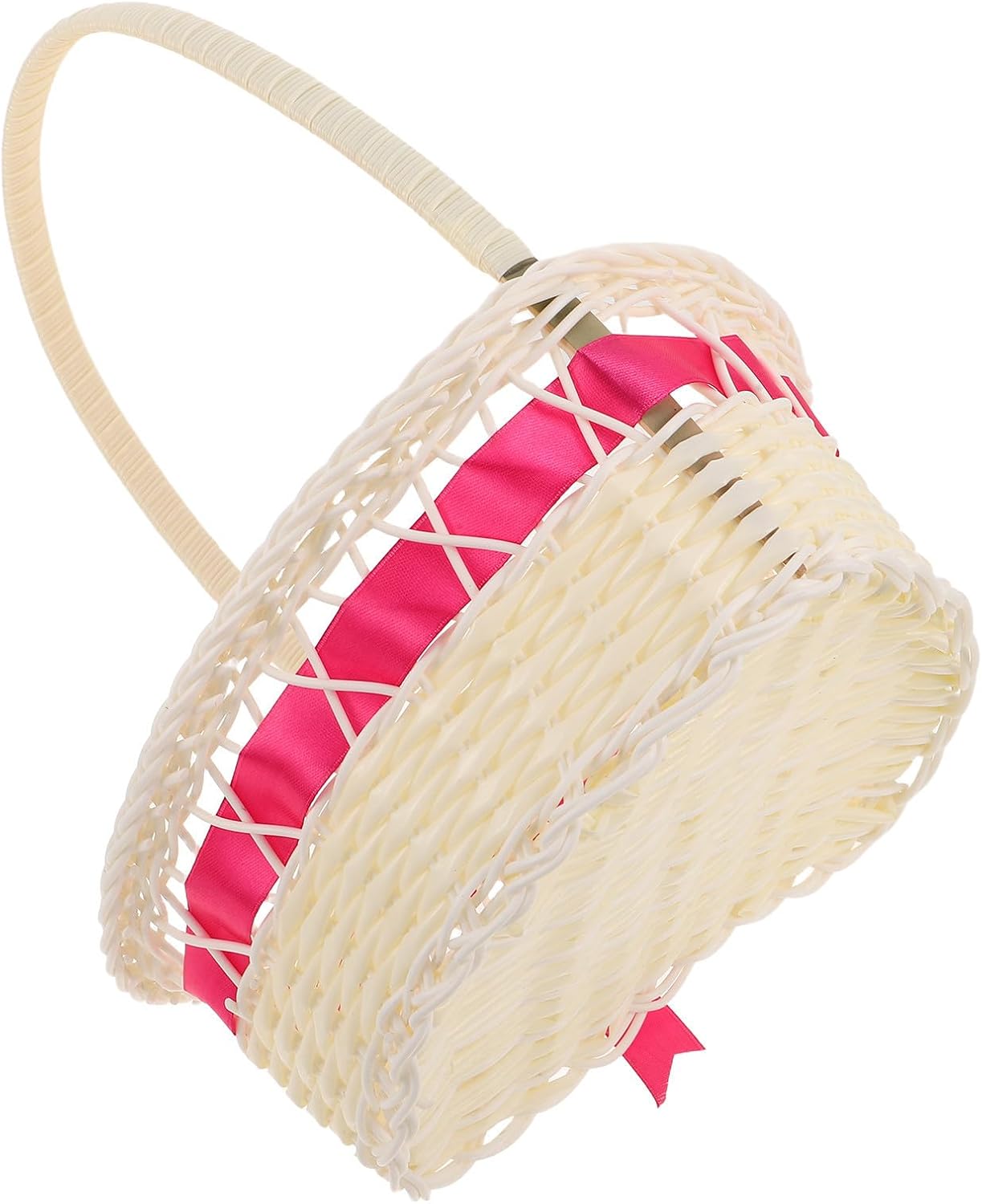 Rattan Storage Basket Decorative with Bow, Heart Shaped Portable