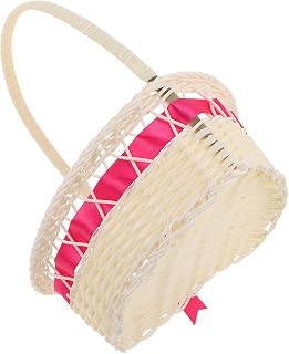 Large Heart Shaped Rattan Storage Basket with Bow, Portable | Handwoven Artistry, 26x24.5x20cm Size, Bedroom Decor, Bread Candy Serving