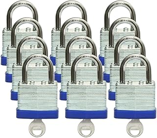 Laminated Heavy Duty Steel Keyed Padlocks, Keyed Alike Locks, Normal Shackle Padlocks, XanHen, 1-9/16"(40mm) Wide Body, Pack of 12