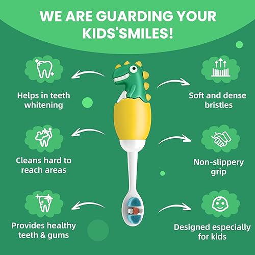 Miniatura 10 de Cepillo de dientes en forma de U para niños de 2 a 7 años, silicona suave de grado alimenticio para encías sensibles, diseño de limpieza de dientes