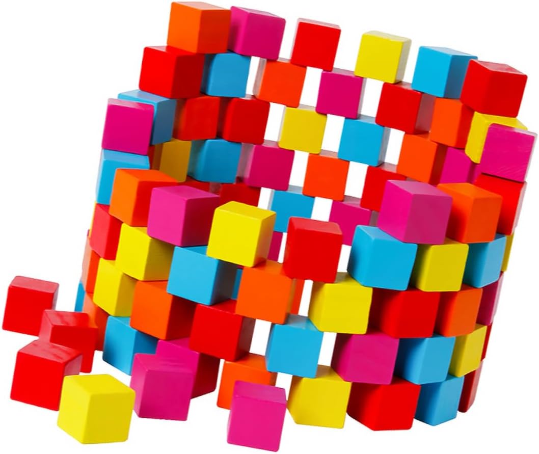 Sosoport 100PCS Colorful Cube Blocks for Educational Early Learning Fun Building Blocks for Cognitive Development and Hands Skills Safe and