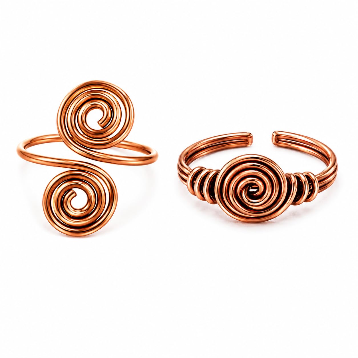 Pure Copper Spiral Ring for Women Adjustable Designer Finger Ring Taamba Anguthi Minimalist Healing Copper Jewelry Trendy Fashion Daily Wear Ring for Girls-image-7