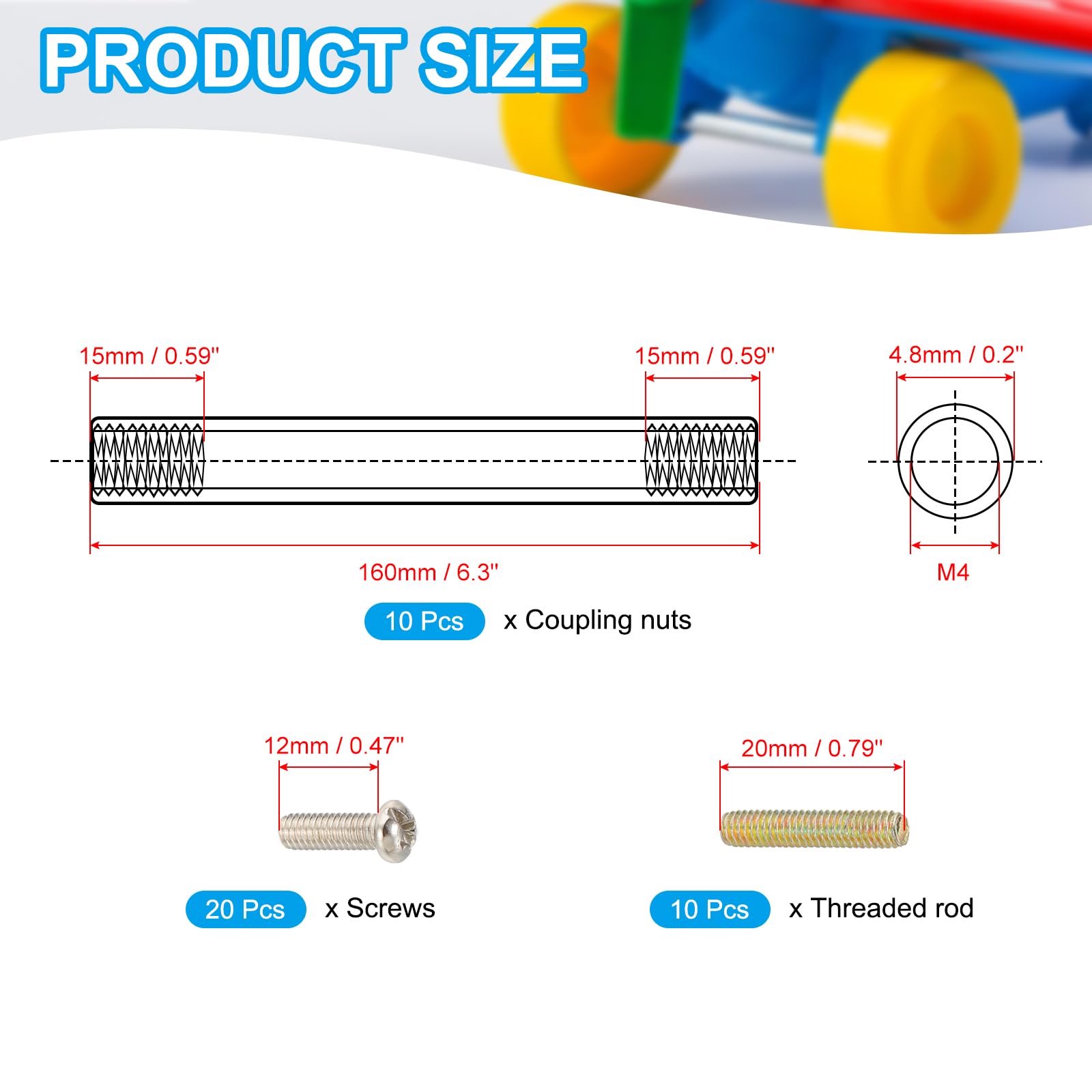 PATIKIL 160mm (6.3") Round Coupling Nuts Kit - Image 2