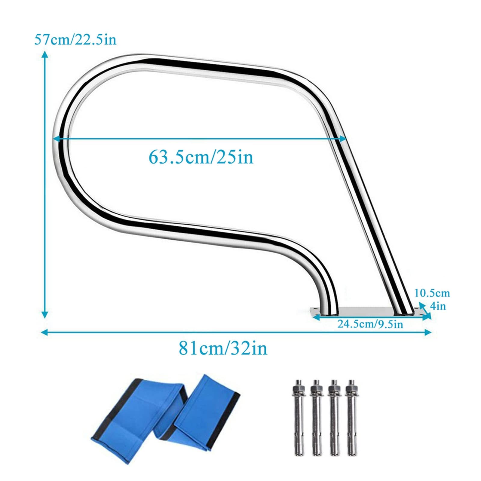 WORDFUN 1 Pieza Pasamanos De Piscina, Barandilla De Seguridad De Piscina, Pasamanos Baranda De Bajada para Piscina, Riel De Piscina, Baranda De Piscina, Antióxido, Superficie Pulida