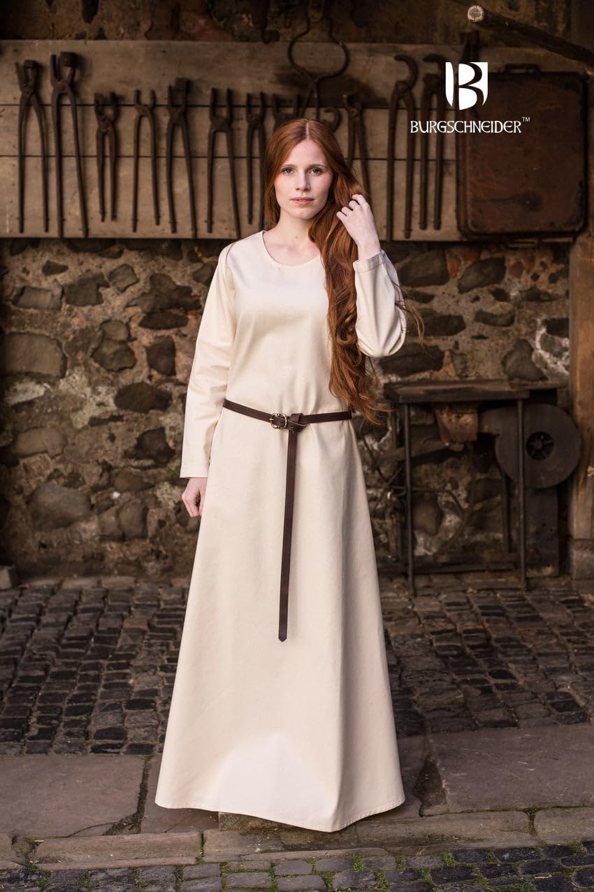 Burgschneider - Unterkleid Freya - Natur (M, für Damen & Herren, Baumwolle) Historisch - Early Medieval, Viking