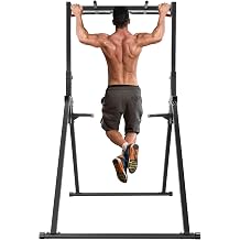 450 Lbs Pull Up Bar, Foldable Pull Up Bar Free Standing with 2 Wrenches, 5.74-7.55ft Adjustable Height Pull Up Dip Station Power Tower for Living Rooms, Bedrooms, Gyms, Sports Centers, Home