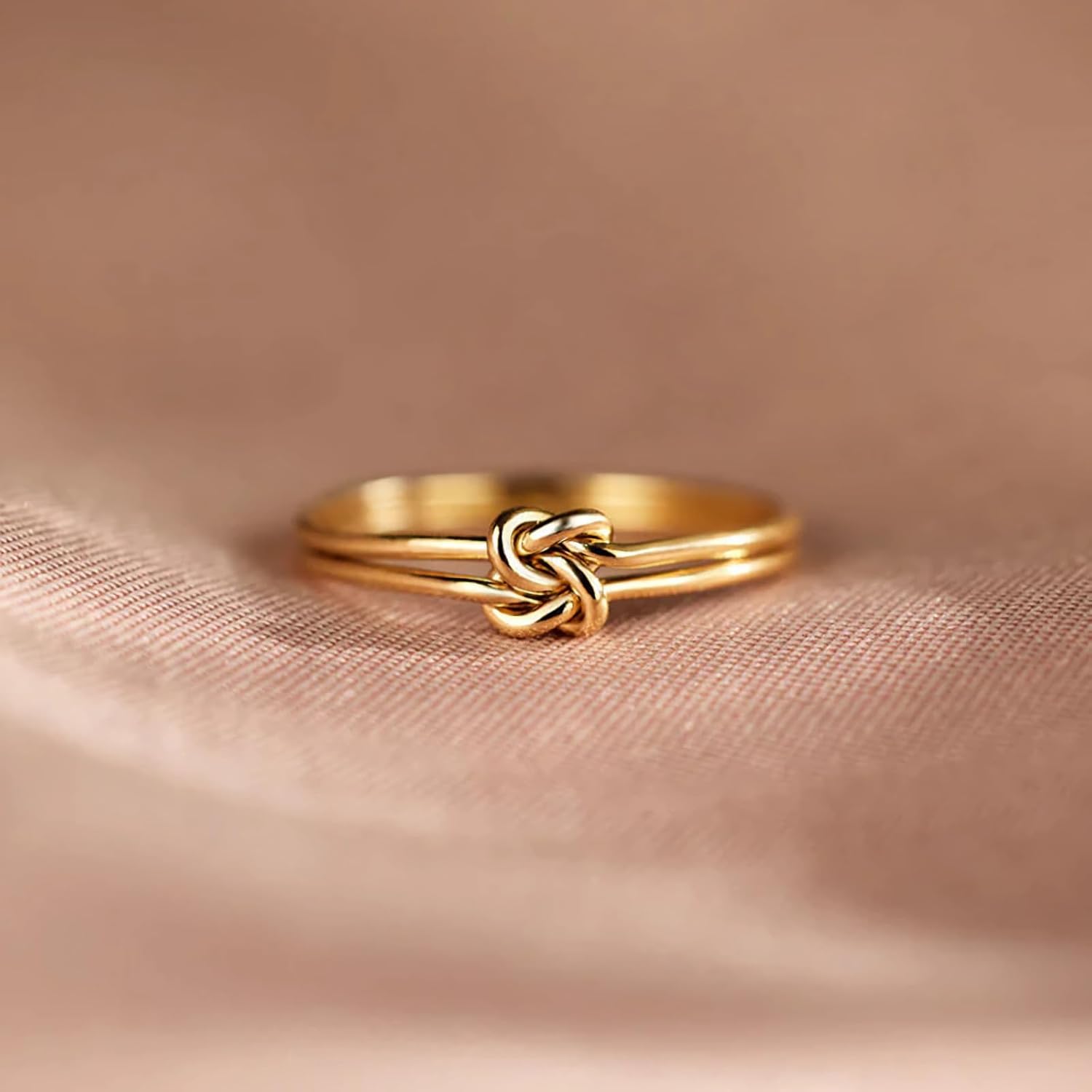 Mother Daughter Knot Rings Friendship Rings 925 Sterling Silver 14K Gold Plated Stackable Layered Aura Rings for Women Promise Rings for Her Birthday Christmas Gifts - Image 5