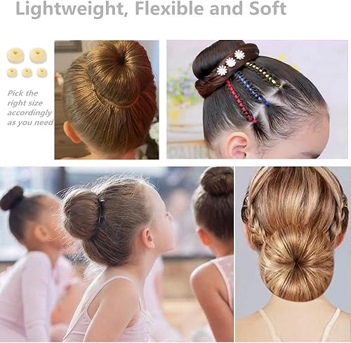 Miniatura 2 de Juego de 5 piezas para hacer moños en forma de dona, estilo anillo (beige, 2 grandes y 3 pequeños)