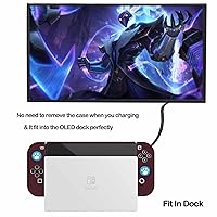 Vista 5 de GUTIAL Dockable Case for Nintendo Switch OLED Model 2021 - Cute Protective Cover Case for Nintendo Switch OLED 7 Inch and Joy-Con Controller with