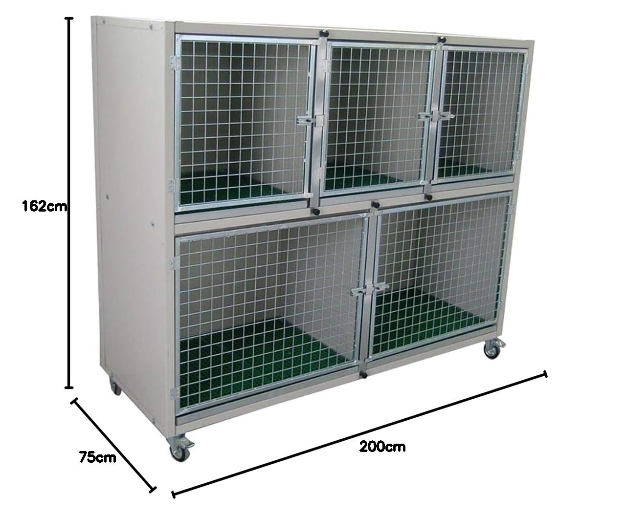 Ferranti - Cage veterinaire pour Chien - Cages d'hospitalisation 5 Places 200 x 75h x 162h cm - démonté