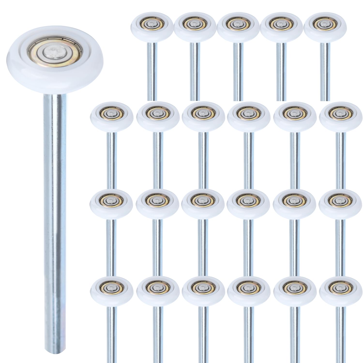 20 Pack 9" Stem 2" 13 Ball Nylon Commercial Grade Garage Door Roller, Quiet/Durable and High Load, Use 6200ZZ Double Seals Precision Bearings