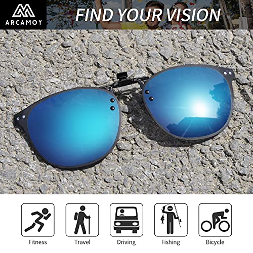 Image of Clip on Sunglasses Over Prescription Glasses Polarized Anti Glare Flip Up UV Protection Glasses For Men Women