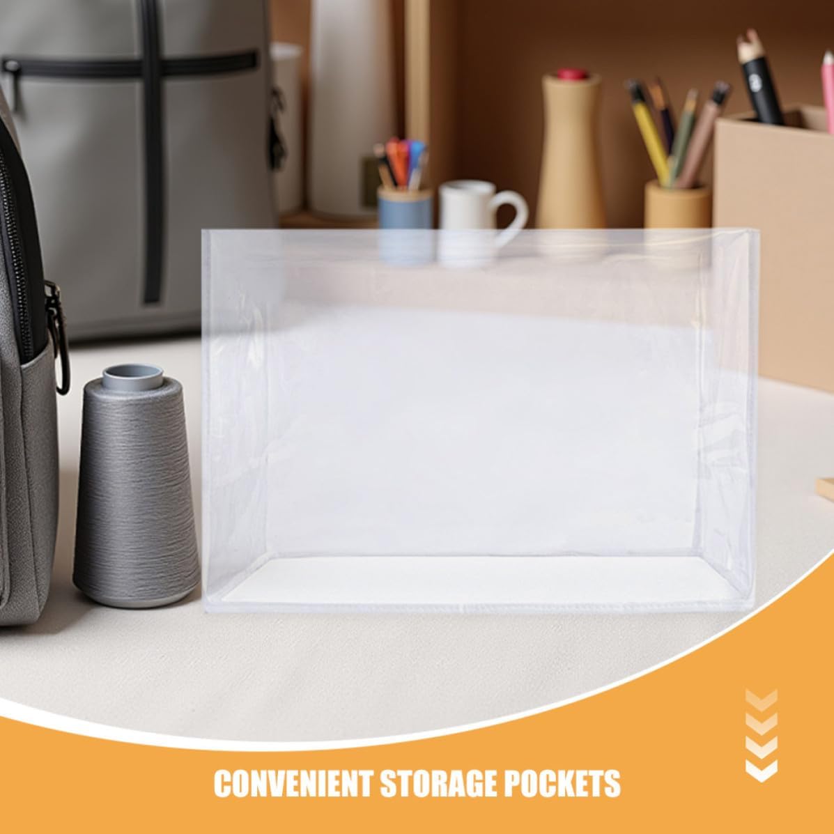 Healifty Sewing Machine Foldable Pvc Dust Cover Protective Cover with Built-in Storage Pockets for Carrying Sewing Machine and Accessories, for Storage and Travel