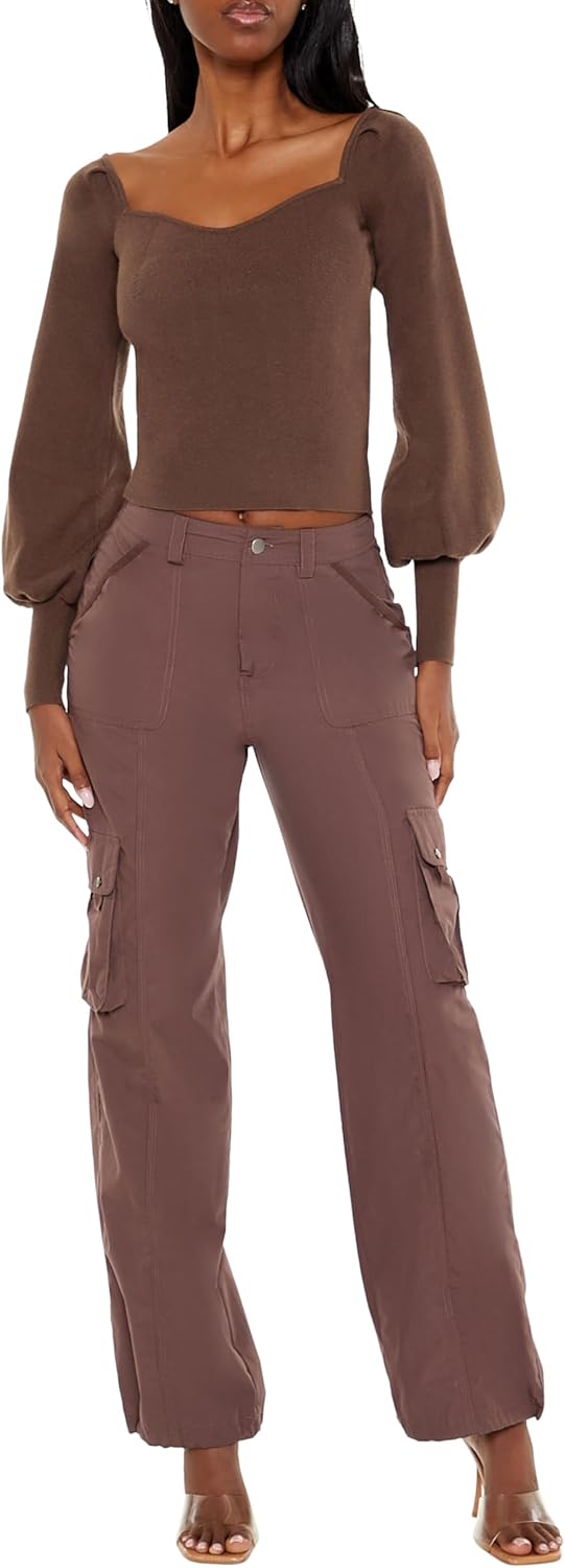 Forever 21 Womens Gigot-Sleeve Sweater-Knit Crop Top - Image 2