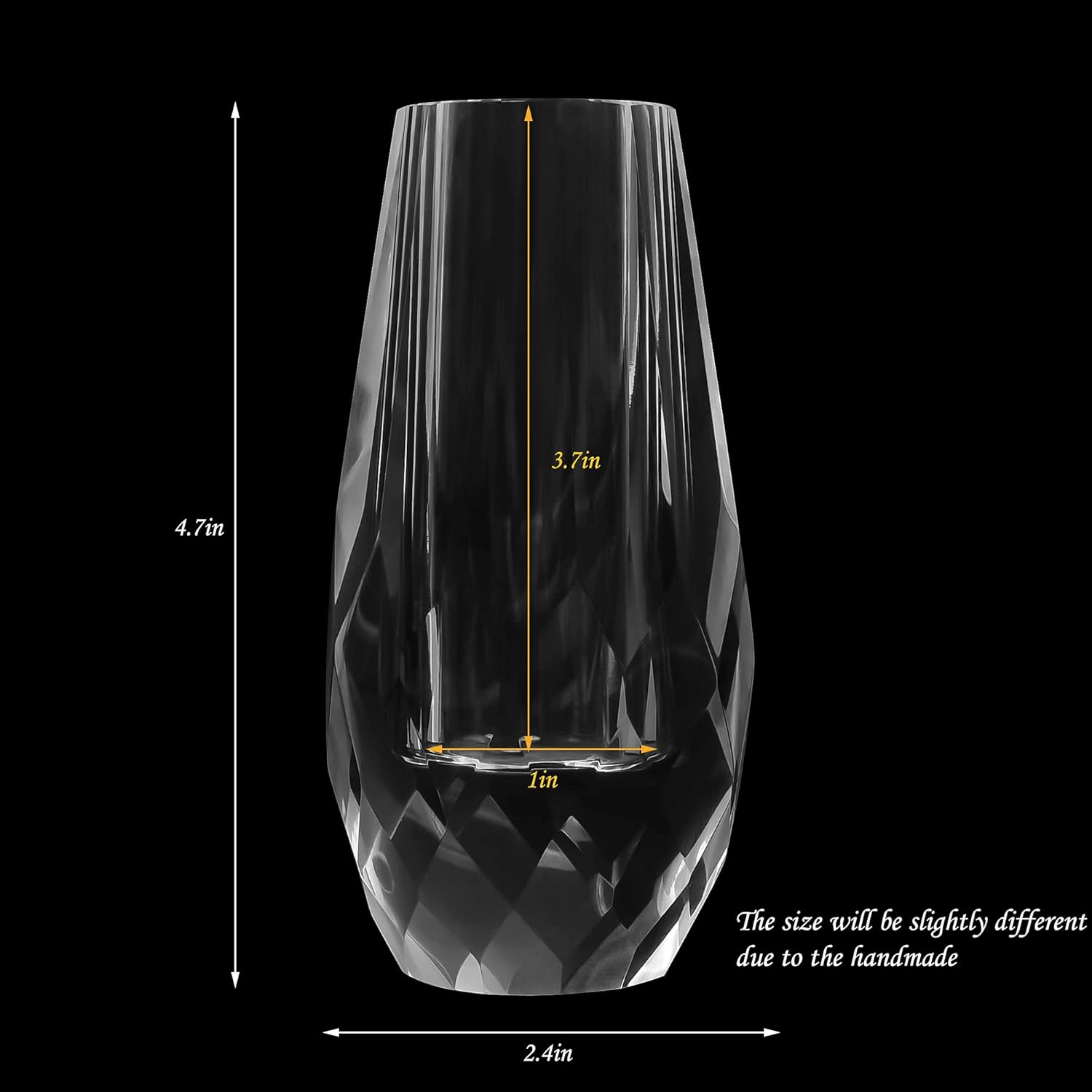 Kitcom Small Flower/Bud Crystal Vase Decorative Vases for Home or Wedding, Outline Dimensions W2.4''xH4.7'', Clear with Gift Box - Image 2