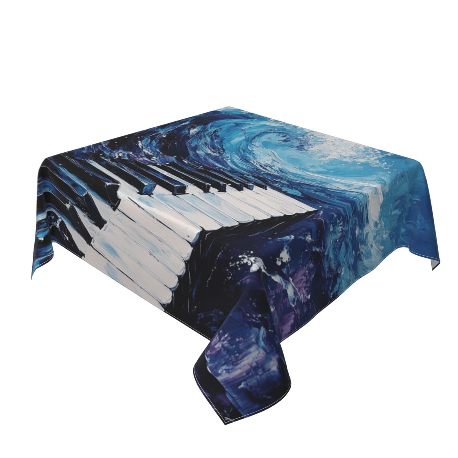 Ocean Wave Piano Keys Table Cloth Washable Dinng Table Covers Decorative For Kitchen 60" X 60"