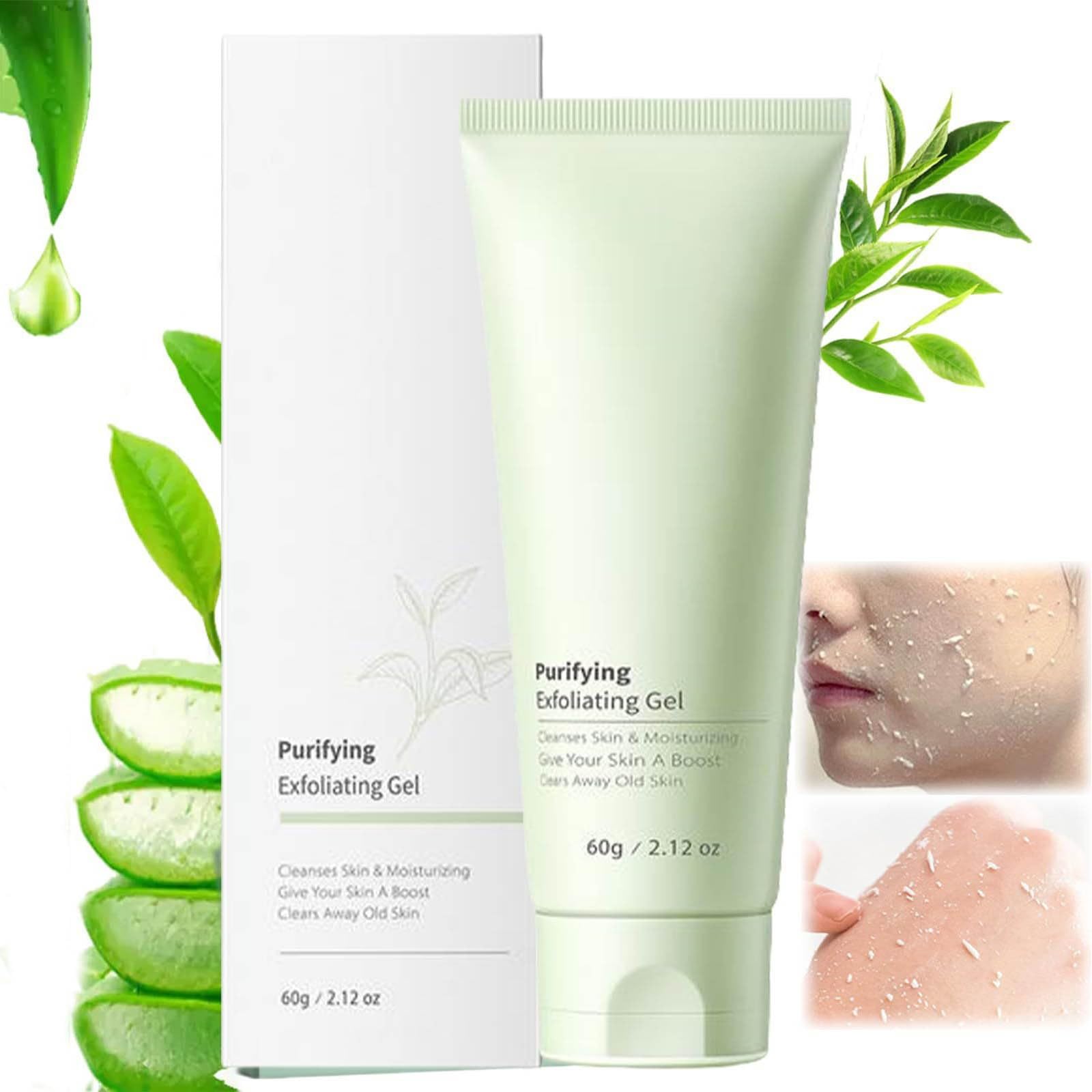 Greteam Purifying Exfoliating Gel, Greteam Exfoliating Scrub, Purifying Exfoliating Gel Moisturizing Cleanses Skin Give, Deep Cleansing Exfoliating Body and Face Scrub Gel, For All Skin (1pc, 60ml)