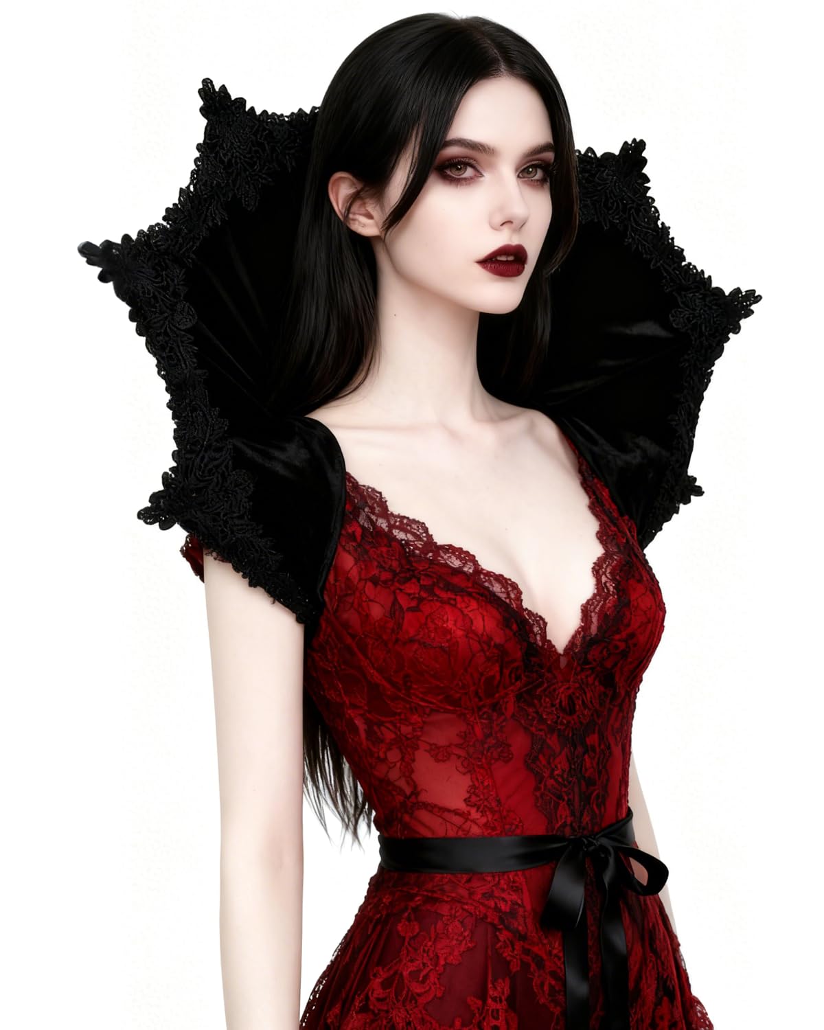 keland Collare Vittoriano Velluto Girocollo Gotico Donne Halloween Vampiro Cosplay (X-Nero)