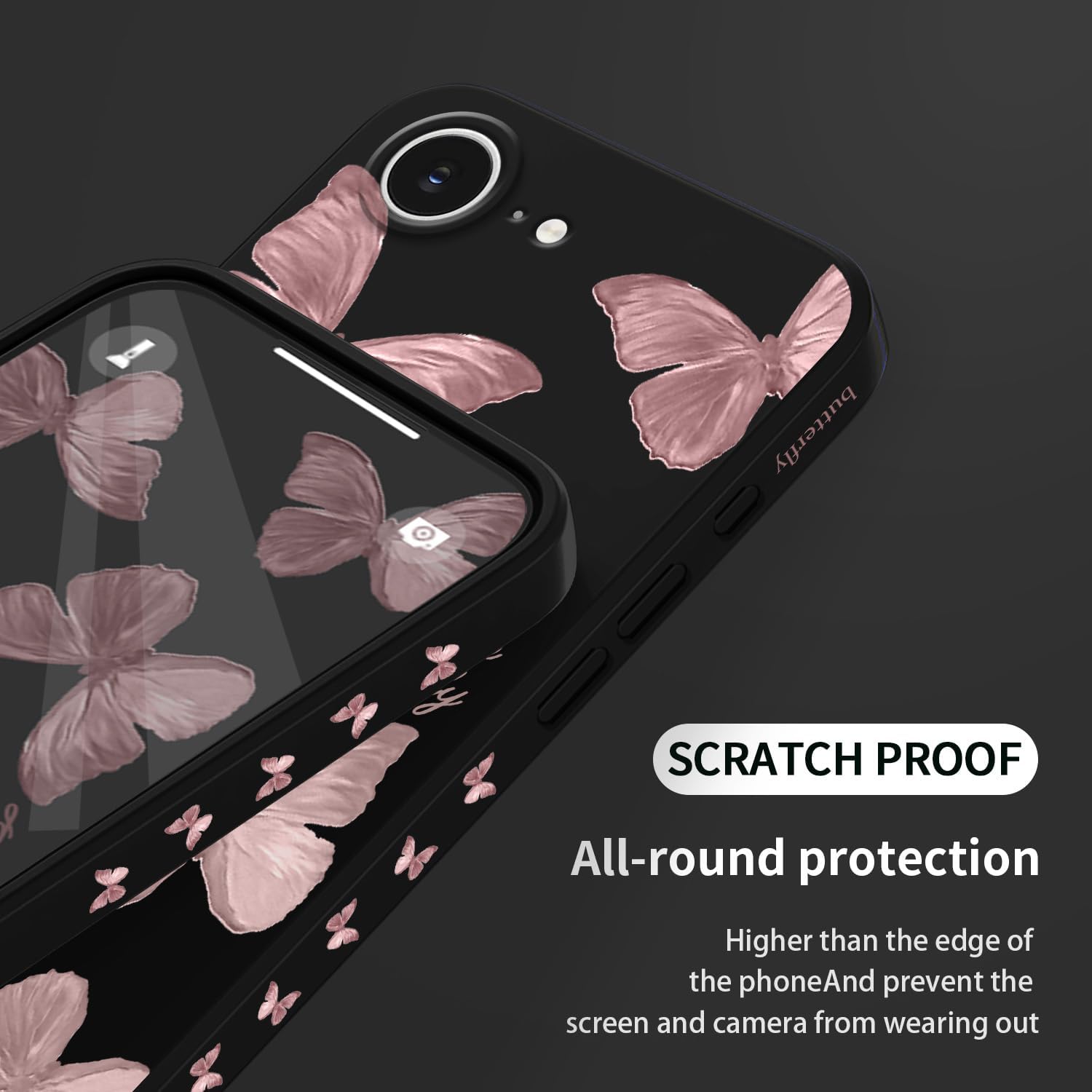 for iPhone 16E Case, Creative Pattern Soft Slim Anti Scratch Phone Cover for iPhone 16E 2025 6.1", Butterfly Black - Image 7