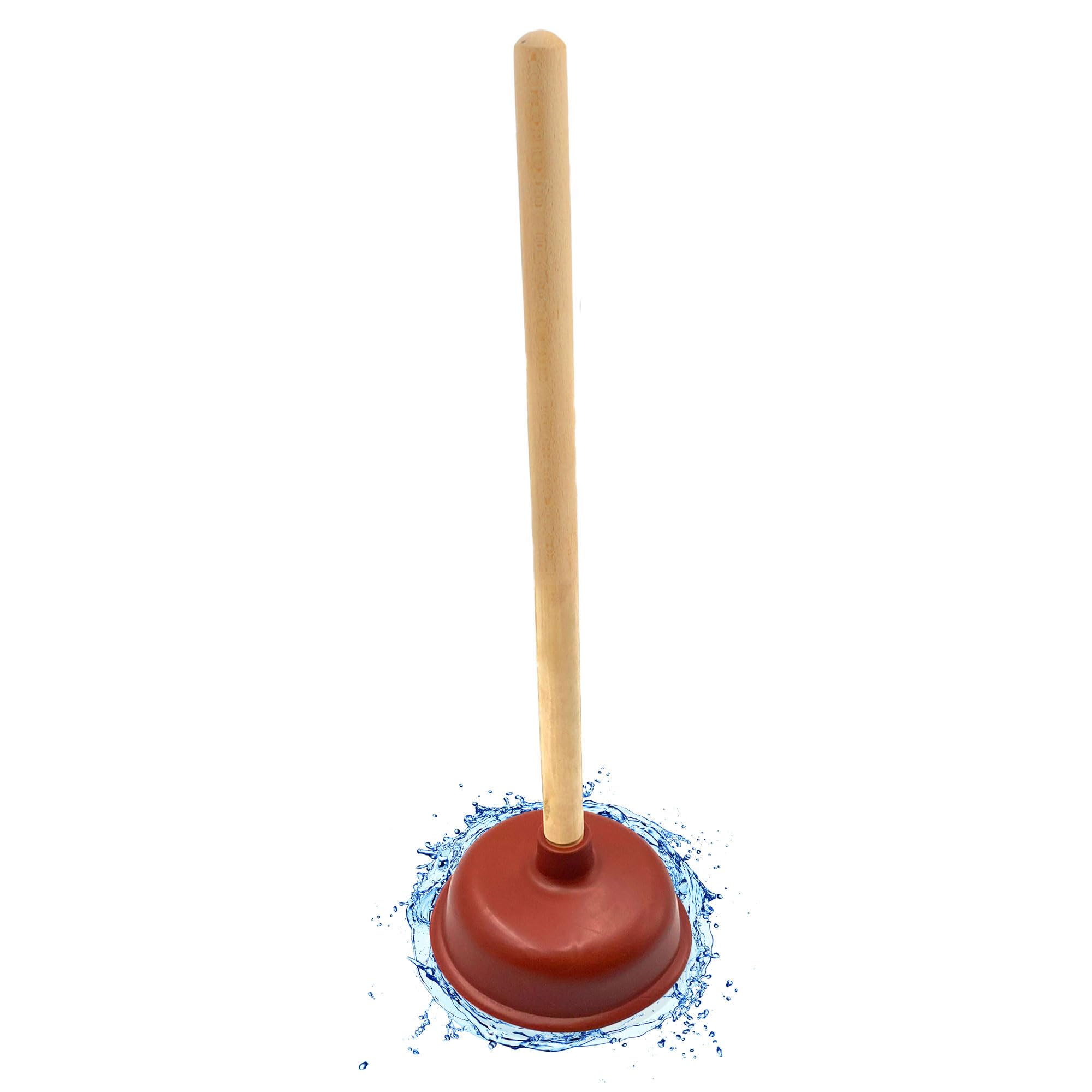 Tdbs The Dustpan And Brush Store Pack Of 1 Sink & Drain Plunger Sink Unblocker With Strong Traditional Wooden Handle - Plunger Toilet Unblocker With Strong Suction Performance - Toilet Sink Plungers For Unblocking Kitchen Sink Bath Bathroom