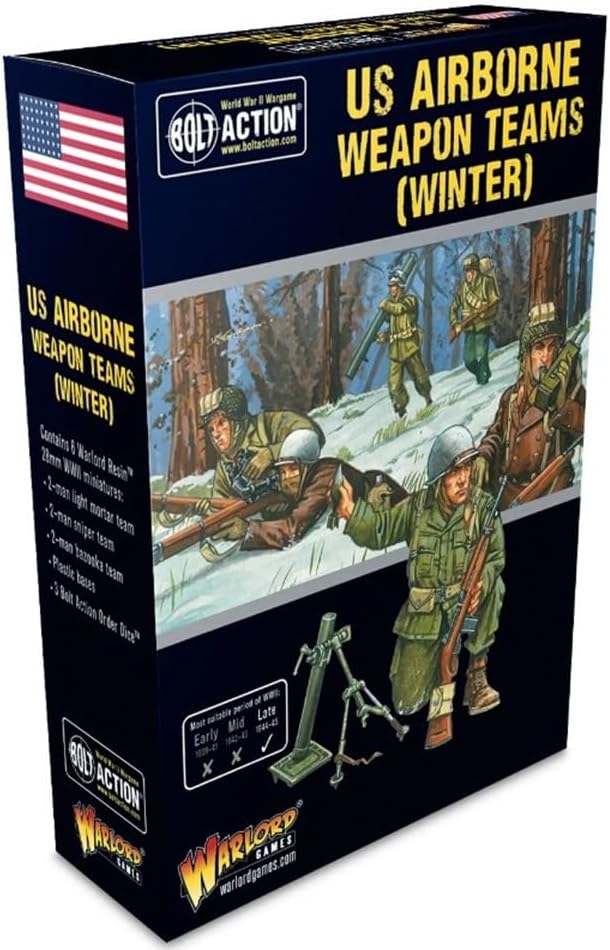 Warlord Games US Airborne (Winter) Weapons Teams 28mm Scale Resin Miniatures for Bolt Action Highly Detailed World War 2 Miniatures