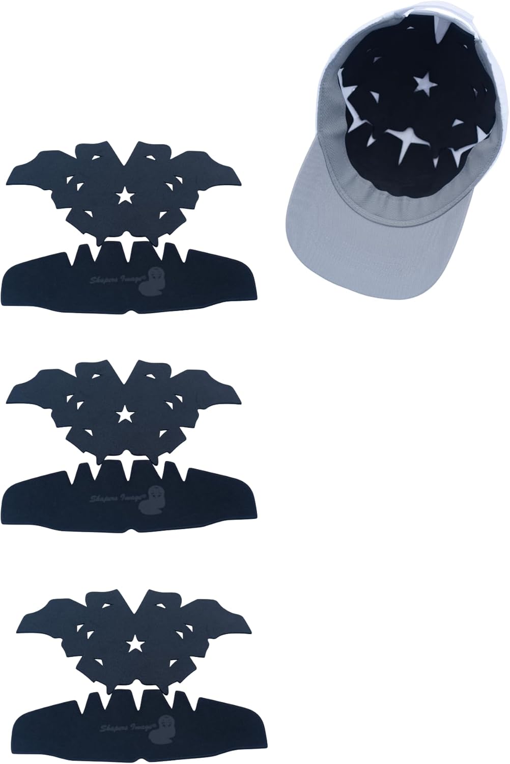 Shapers Image 3 Pcs Dome Crown Shaper Insert Combo for Baseball Cap Care, Washable Reusable Sports Liner (3 Count, Black, One Size)