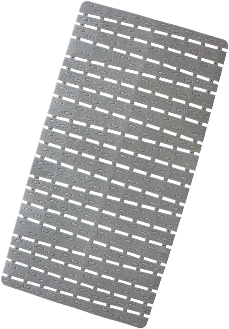 Quable Non Slip Bath Mat Bathtub Mats Shower Mats Non Slip with Drain Hole and Powerful Suction Cups, 31.5'' x 16'' (Gray)