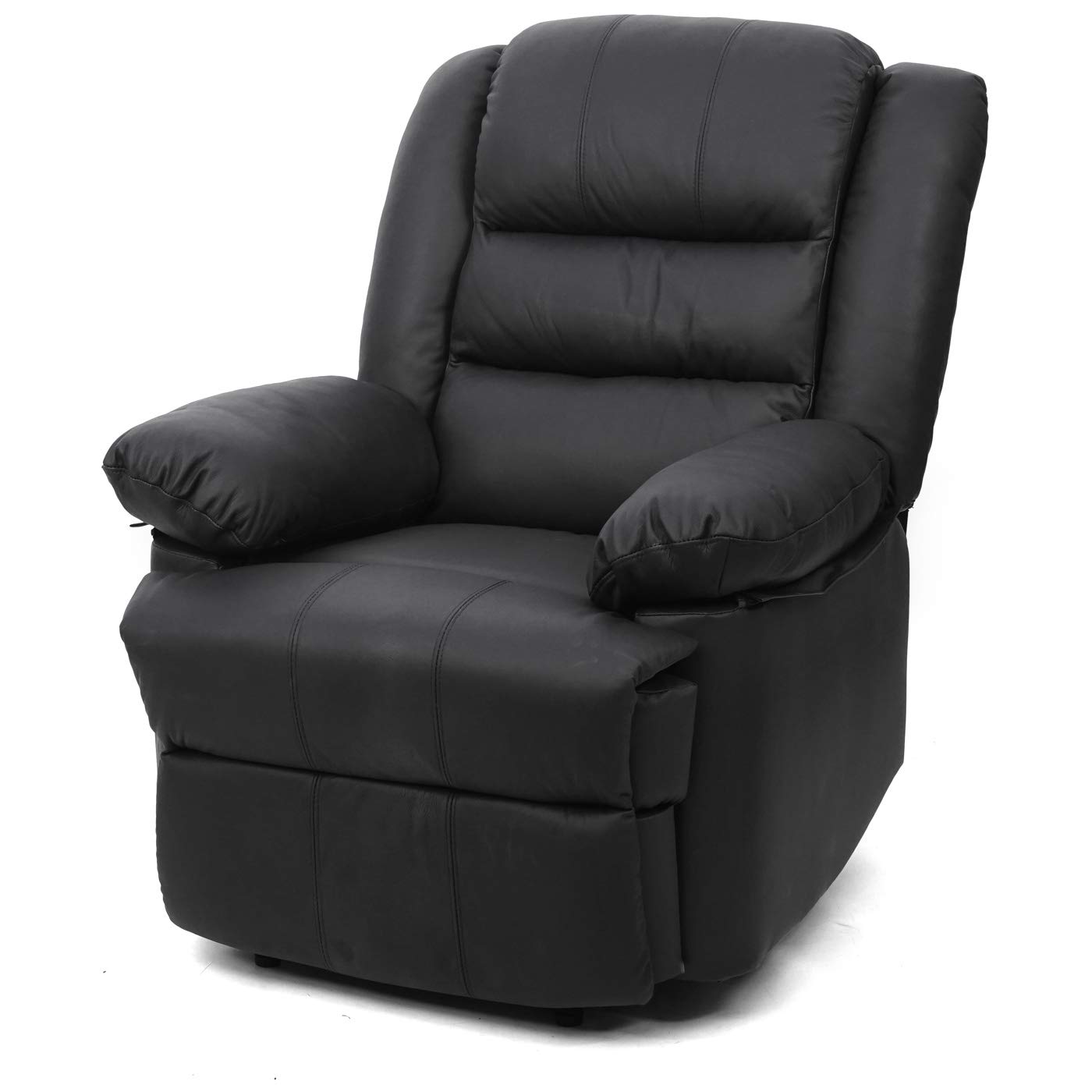 Mendler Fernsehsessel HWC-G15AM, Relaxsessel Liege Sessel, Leder + Kunstleder 101x87x100cm - schwarz
