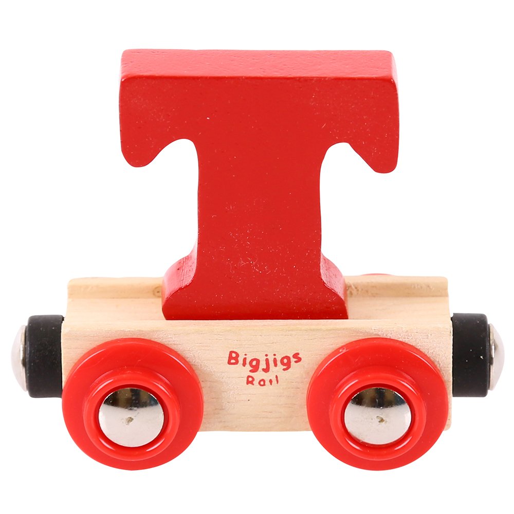 Bigjigs Rail Rail Name Letter T (Red) - Other Major Wooden Rail Brands are Compatible — image 1