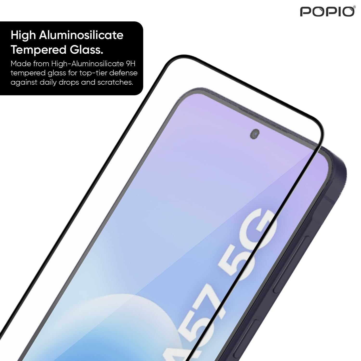 POPIO Military-Grade Gorilla Tempered Glass For Samsung Galaxy A57 | 9H Hardness, Edge-to-Edge, Bubble-Free — Amazon image 2