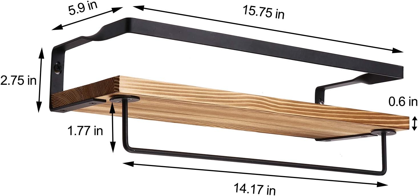 Hasitpro Bathroom Floating Shelves Rustic Wood Wall Mounted Storage Shelves for Kitchen Living Room,Sets of 2,Brown