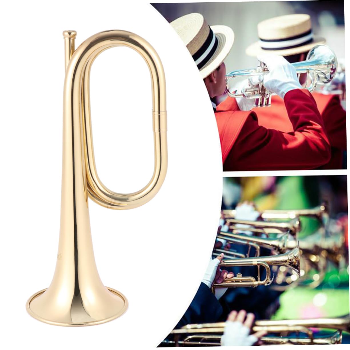 GOOHOCHY Copper Trumpet Bugle Instrument Brass Trumpet Gloves Flat Bag and Cloth