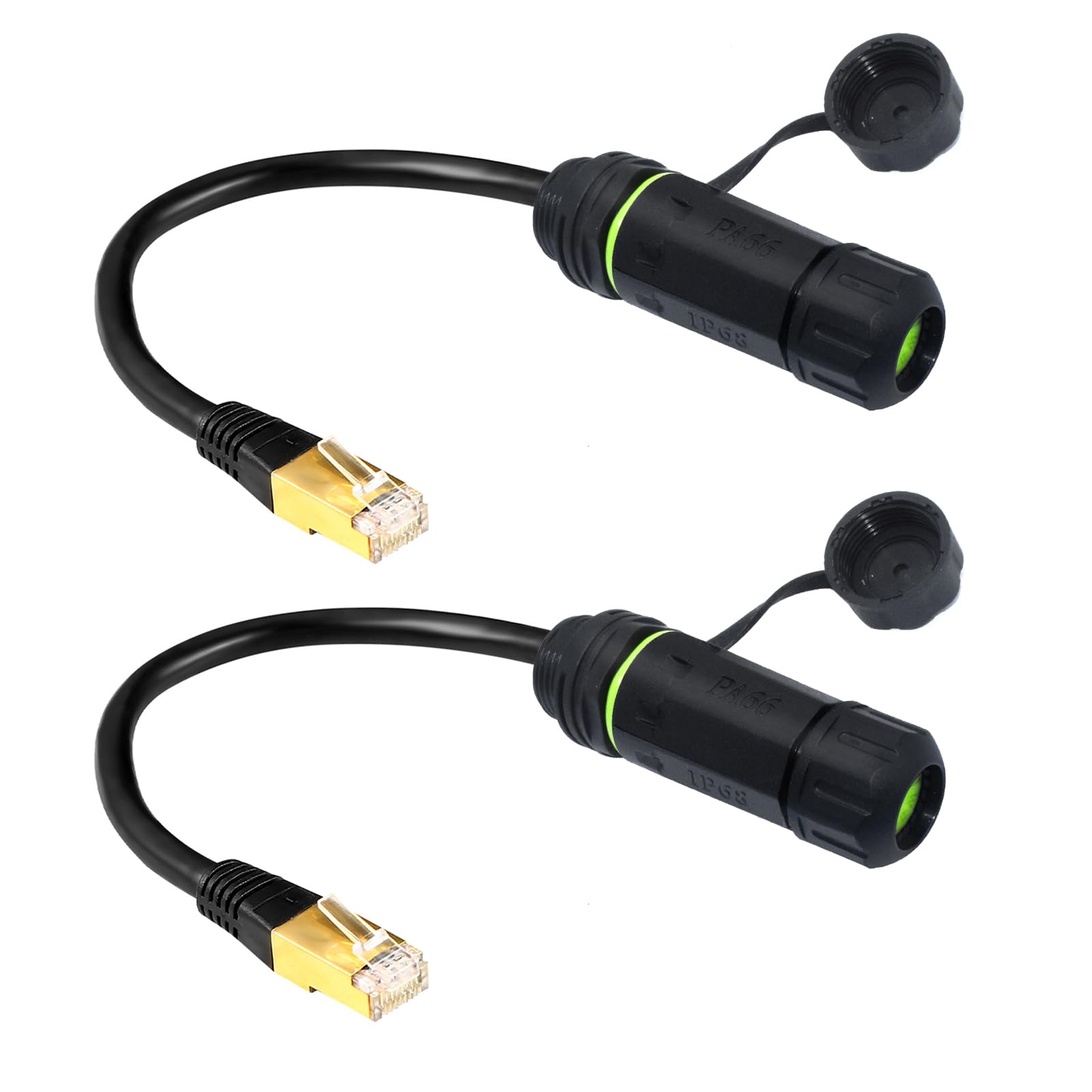 RJ45 Wasserdichter Stecker, IP67-Kabelverbinder, Panelmontage, Kupplung Buchse auf Buchse, mit Abschirmungskabel-Koppler, CAT6-YMP20, 2 Stück (geschirmt)
