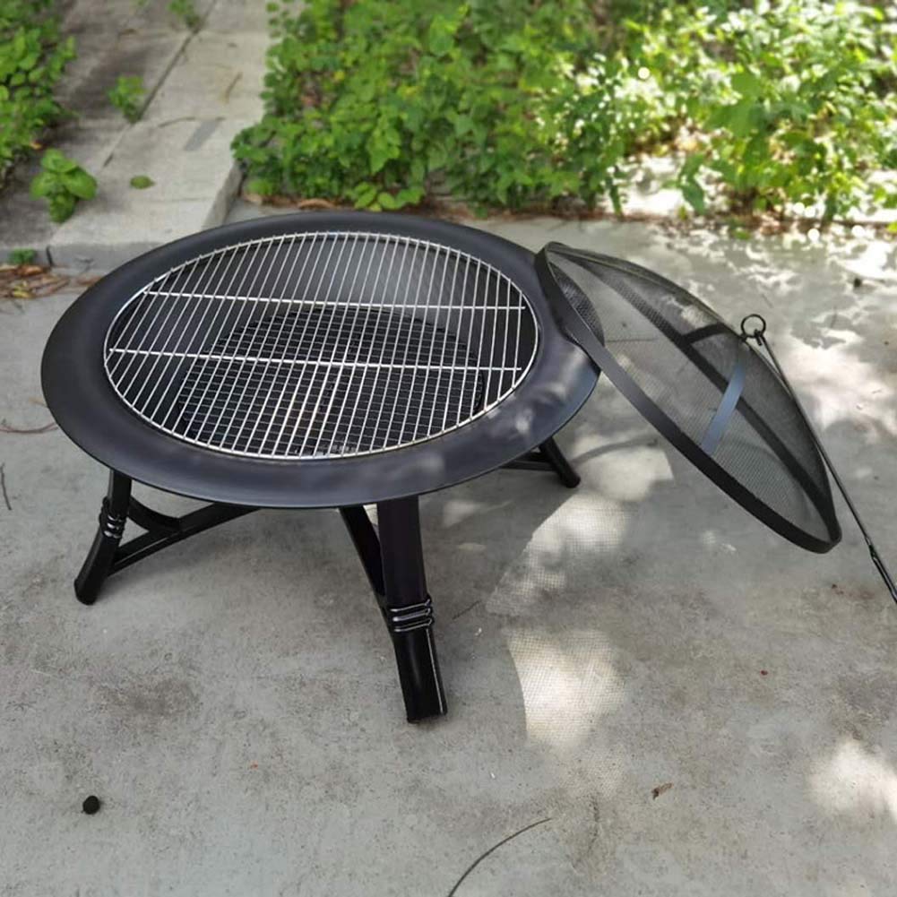 28 "Heavy Duty Fire Pits Outdoor Wood Burning Grill Grill ze stali nierdzewnej Miska na ognisko z osłoną ekranu Spark na ogród przydomowy Patio Outdoor Camping