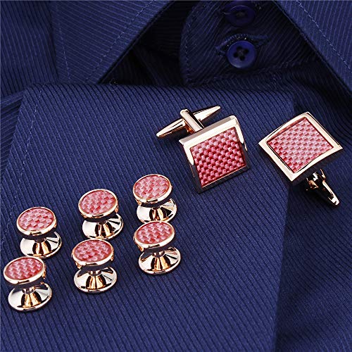 Mens Cufflinks And Tuxedo Studs Set In Gift Box (Carbon Fiber), Jewelry Or Accessories In Gold Silver Black Tone, Matching With Shirts Vest And Bow Tie, Suitable For Birthday Wedding Anniversary #TOP2