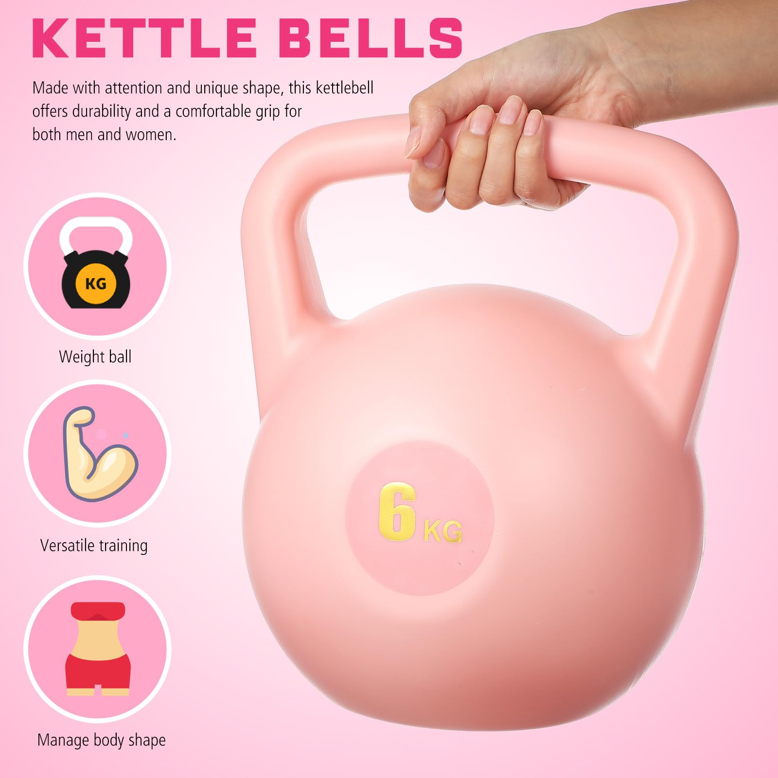 Healvian Wassergefüllte Kettlebell aus Robustem PE Material 6 kg Kompakte Größe für Heim und Unterwegs Krafttraining Trainingsgerät für Männer und Frauen
