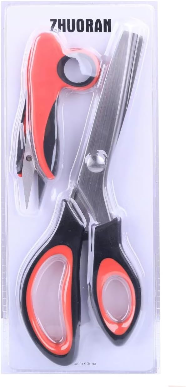 Pinking Shears for Fabric Zigzag Scissors Sharp Stainless Steel Blade Soft and Comfortable Handle Suitable for Right and Left hands (BLACK)