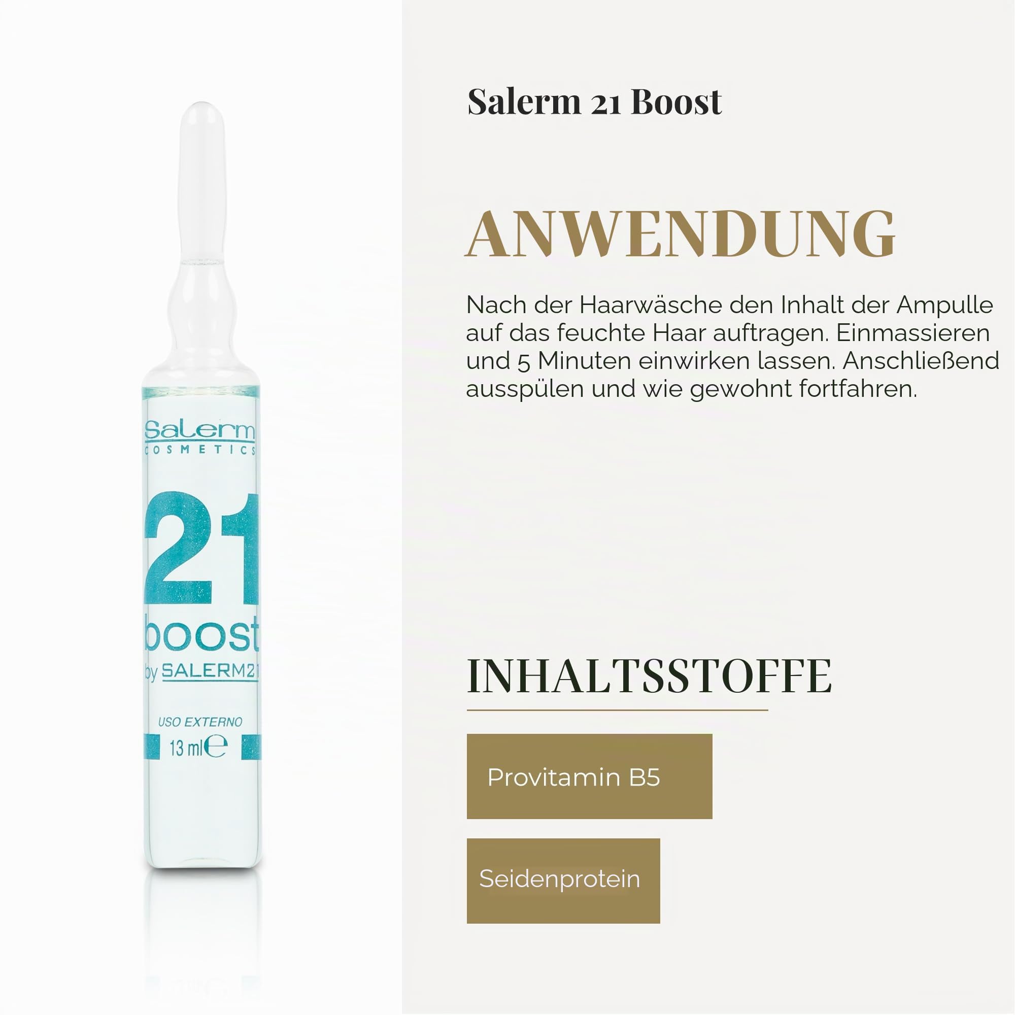 SALERM – Konzentrierte Haarmaske – Salerm 21 Boost Moisturizing Hair Ampoules – 8 x 13 ml – Repariert das Haar – Mit Hitzeschutz – Anti-Pollution und Anti-Frizz