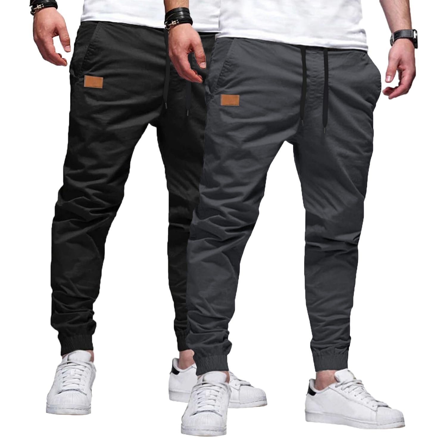 Mens Cotton Stretch Joggers Casual Twill Athletic Track Pants