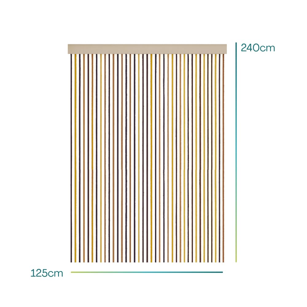 PALUPLUS Tenda a Cordoncino Antimosche, fili in Corda Intrecciata, misura 125x240 cm, tenda per porte e finestre, moschiera a pannello, catenelle a caduta, zanzariera per insetti -5851C-1,9 (Marrone)