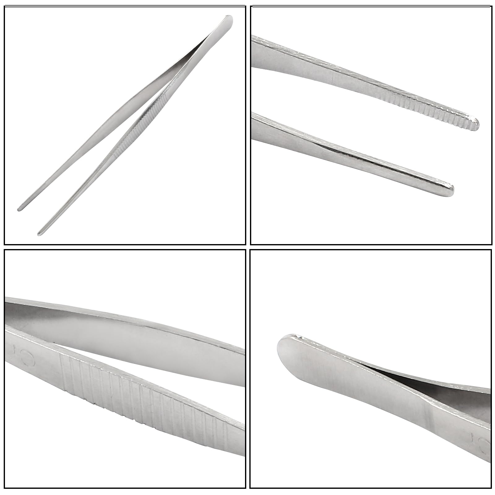 Juego de 3 pinzas de acero inoxidable para alimentos, pinzas de cocina, pinzas culinarias, pinzas de chef finas para cocina, decoración de cocina (8, 10 y 12 pulgadas)