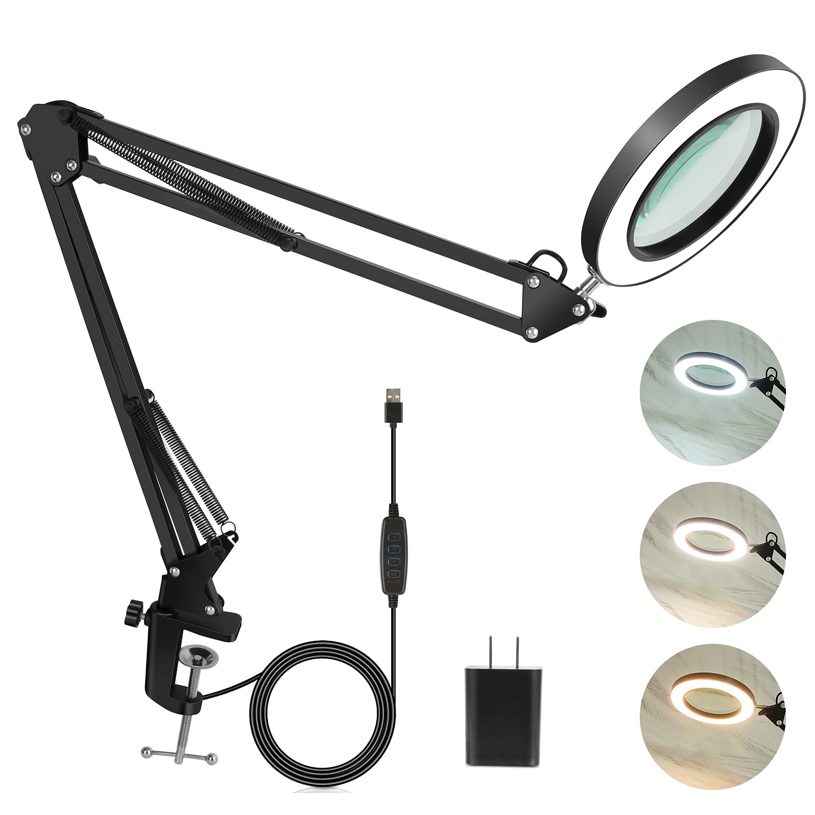 Buy Magnifying Glass with Light and Stand 4.3inches 5X Real Glass