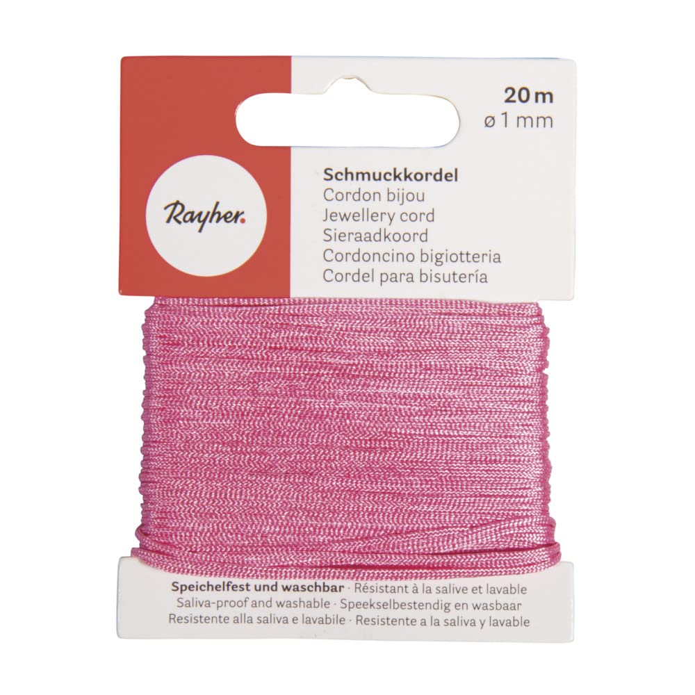 Rayher 8947316 Jewellery Cord Diameter 1 mm SB-Card 20 m Pink
