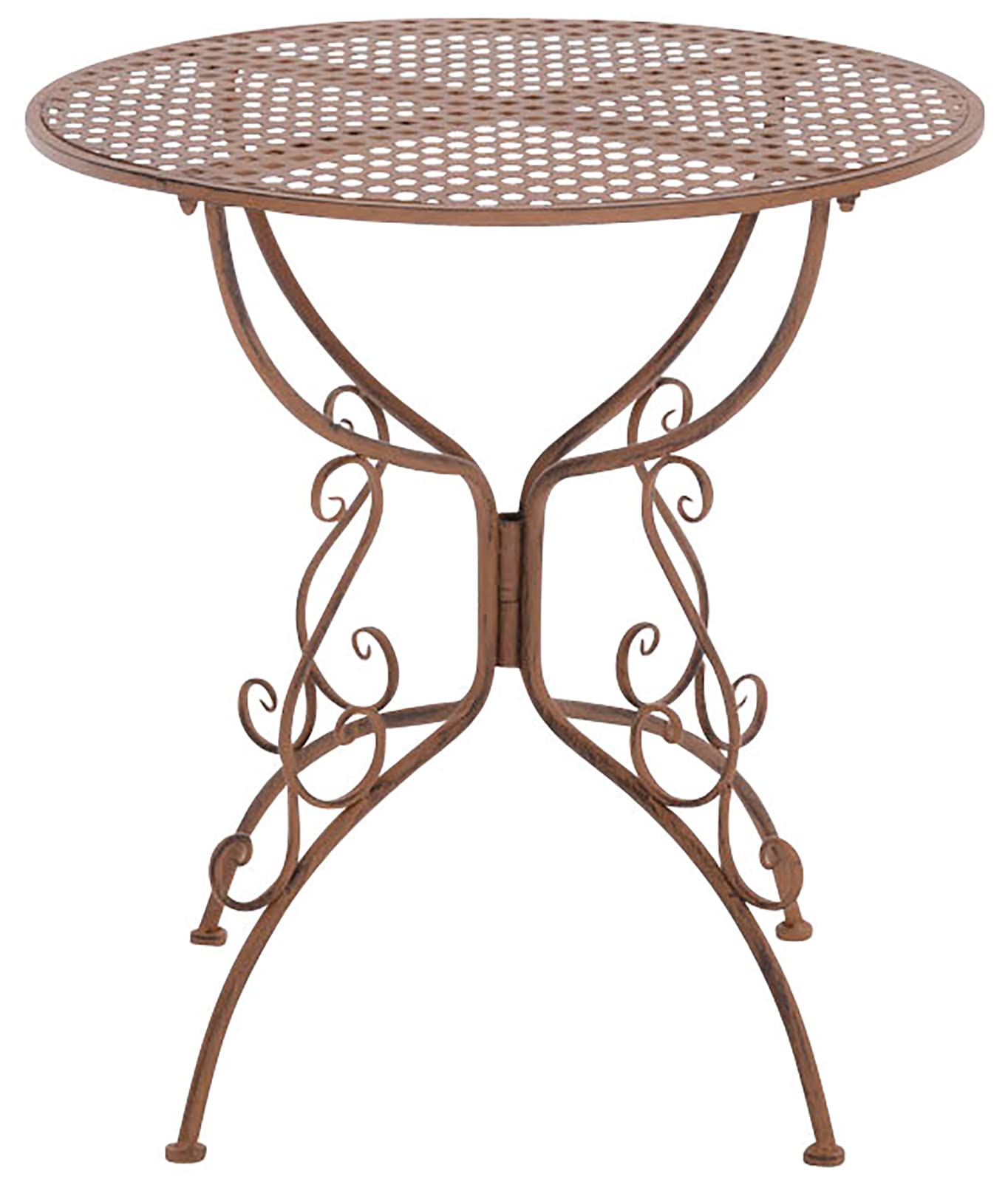 Table de Jardin Ronde AMANDA en Fer Forgé -Table de Bistrot de Style Nostalgique Hauteur 74 cm - Table de Terrasse Diamètre de 70 cm - Solide et Résistante Idéale pour Votre Jardin - Couleur:, Couleur:marron antique