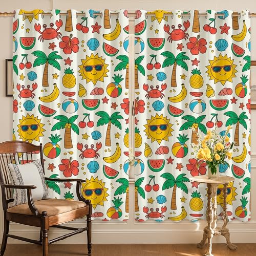 Rideau occultant isolant thermique jaune palmier 132 x 183 cm